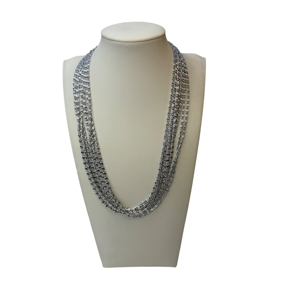 Vintage‎ Style Silver Tone 6 Strand S-Link Statement Necklace Princess Y2K NWOT